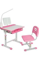 Pink Kids Desk Chair Set Height Adjustable Study Table Lamp Drawer Chair... - $137.60