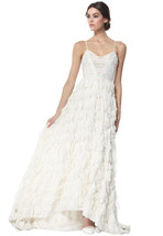 NWT Alice+Olivia White Crystal &amp; Faux Feather Ball, Prom or Wedding Gown Dress 2 - £429.58 GBP