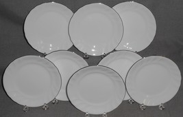 Set (8) Mikasa WEDDING BAND PLATINUM PATTERN Dessert or B&amp;B Plates - $98.99