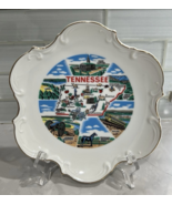 Vintage Tennessee State Souvenir Plate  7.5&quot; Round with Gold rim - $11.74