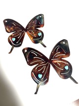 Butterfly Pair (2 Pieces) - Metal Wall Art - Copper 5&quot; with turquoise accents - £23.89 GBP