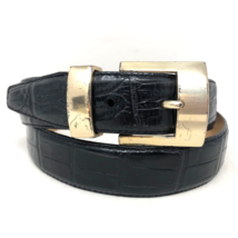 Fossil CROCO Embossed Leather Belt Womens Size M Black Cowhide Dressy Classic - £19.31 GBP