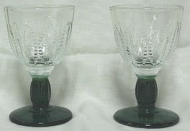 2 Vintage Avon Beaded Cordials Footed Glass 4&quot; Goblet Green Stem 4 oz Ex... - £13.52 GBP