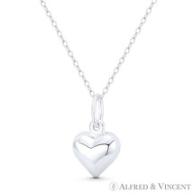 Puffy Heart Love Charm Italy .925 Sterling Silver Reversible 3D 20x12mm Pendant - £10.83 GBP+