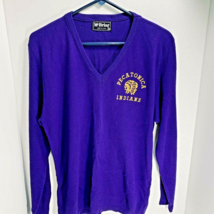 V Neck Sweater Purple Embroidered Pecatonica Indian Sz M McBriar USA 80s... - £18.63 GBP