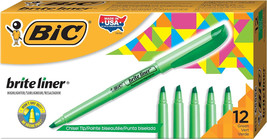 BIC Brite Liner Highlighters, Chisel Tip, 24-Count (12-Yellow, 12 Green) - NIB - £9.58 GBP
