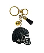 Bling Football Helmet Crystal Keychains Bag Charms Black - $254.68 MXN