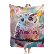 Enchanted Owl Personalised Blanket – Custom Name Magical Owl Design Soft... - £33.91 GBP+