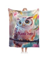 Enchanted Owl Personalised Blanket – Custom Name Magical Owl Design Soft... - $34.00+