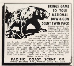 1960 Print Ad Bow &amp; Gun Hunting Packs Bear Pacific Coast Scent Garden Grove,CA - £5.26 GBP