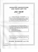 1949-1950 Craftsman 103.23440  24&quot; Jig Saw Operating Instructions Instructions - $20.24