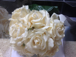Soft Touch Silk Wedding Flowers Hand Tied Cream Rose Bouquet 11&quot; Bridal New NIB - £9.31 GBP