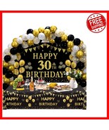 Elegant Black Gold Birthday Celebration Kit - Banner, Balloons, and Tabl... - $49.57 CAD