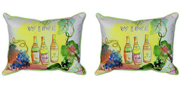 Pair of Betsy Drake `Wine Bottles` Indoor Outdoor Pillows 16 In. X 20 In. - £70.08 GBP