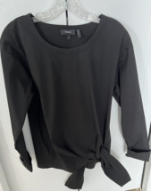 Theory  Black Long Sleeve Stretch Fabric Side Tie Top (S) - $35.53