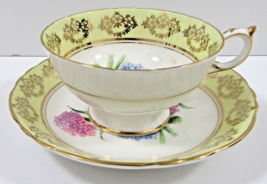 Vintage Paragon Colorful Chrysanthemum Teacup and Saucer Gold Gild 1960s - $98.01