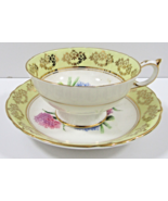 Vintage Paragon Colorful Chrysanthemum Teacup and Saucer Gold Gild 1960s - $98.01