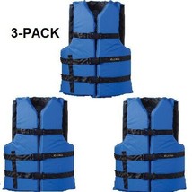 Life Jackets 3 Blue Adult Type III Large Size Universal Boating Vest Ski... - $68.28