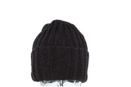 NOS Vtg 90s Streetwear Blank Chunky Double Faced Ribbed Knit Beanie Hat Black - £38.94 GBP