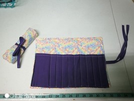 Handmade Colorful Quilted cotton fabric crochet hook holder - $4.95