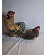 Vintage 1979 The Toy Works Folk Art Rooster And Hen Soft Sculpture Set M... - $52.46