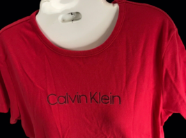 Vintage Womens Calvin Klein Jeans Red Knit Shirt Sz L Spell Out Logo - £15.78 GBP