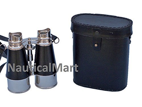 Nautical Captain's dmirals Chrome Binoculars with Leather Case 6