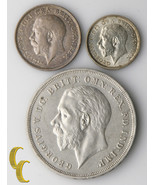 Great Britain George V Coins Lot (XF-AU) 1918 Shilling 1926 Sixpence 193... - €107,48 EUR