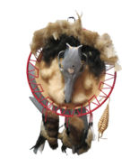 Dreamcatcher Hanging Decor Animal Skull Furs Feathers 25&quot;L x 16&quot; Diameter - £19.78 GBP