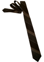 Vtg Kuppenheimer Neck Tie 100% Wool Skinny Brown Tweed Stripe Scotland 58&quot; 80s - £21.56 GBP