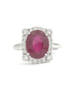 Authenticity Guarantee 
Oval Ruby Diamond Halo Gemstone Cocktail Ring 18... - £3,299.90 GBP