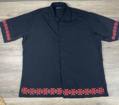 Dragonfly Shirt Men’s XXL Button Up Embroidered Cross Collared Motorcycle - $22.21