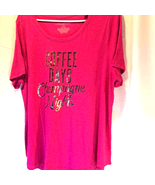 Coffee Days Women&#39;s T-Shirt Pink Short Sleeve Cotton Scoop 14/16 New - $16.82