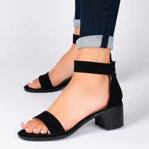 Journee Collection Percy Ankle Strap Black Open Toe Sandals Women’s Shoe... - $15.94