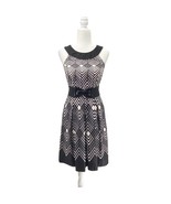 White House Black Market Fit &amp; Flare Dress Geo Print Cotton Pockets Slee... - $89.63 CAD