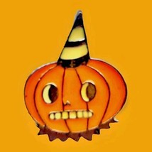 Pumpkin Party Hat Pin Horror Witch Goth Emo Jack-o-Lantern - $11.95