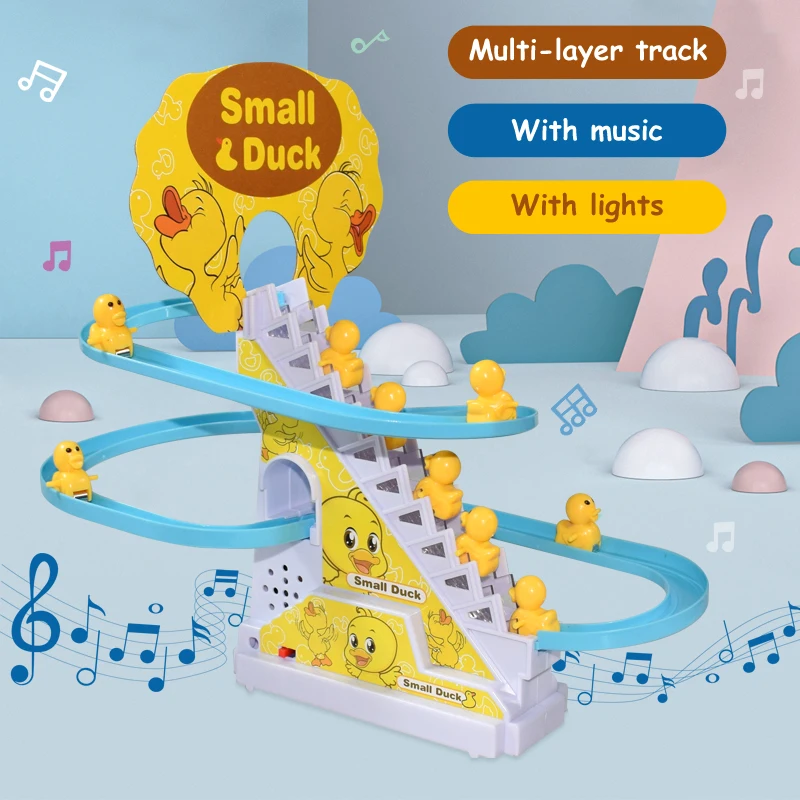 Play Kid Diy Small Duck Penguin Electronic Climbing Stairs Track Toy Light Music - £38.83 GBP