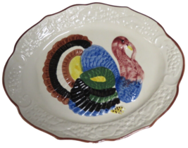 Vintage California Embossed Turkey Serving Platter made in USA 18.25&quot; x 14.5&quot; - £31.54 GBP