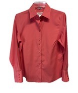 Talbots Coral Pink Wrinkle Resistant Stretch Cotton Long Sleeve Top Blou... - $35.27 CAD