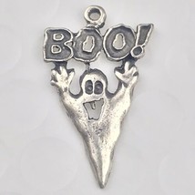 Halloween Charm Ghost Boo Pendant Metal Vintage - $10.00
