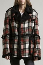 R13 Imitation Sheepskin Coat Red Plaid. Size Medium - $482.79