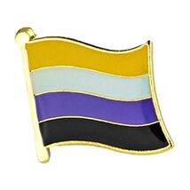 NON BINARY PRIDE FLAG LAPEL PIN 16mm LGBT Genderqueer LGBTQ Hat Tie Tack... - $1.95