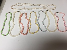 7 Square Cut &amp; Whole Sea Shell Necklaces 16&quot;/19&quot;/60&quot; Beach Hippie Surfer Hawaii - £31.97 GBP