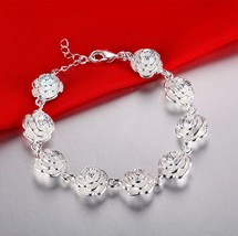 New 925 Silver flower women cute noble bracelet fashion charm chain jewe... - £5.79 GBP