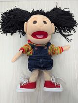 Sunny &amp; Company vintage child girl hand puppet black hair  pigtails stri... - $19.79