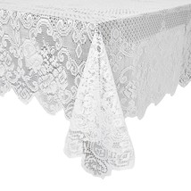 White Lace Tablecloth For Rectangular Tables, Vintage-Style Wedding Tabl... - $25.99