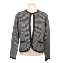 J. MCLAUGHLIN Black &amp; White Eyehook Open Front Cardigan Beaded Trim Size... - £39.54 GBP