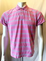  Ralph Lauren Sport Classic Fit Boys Pink Blue Striped S/S Pique Polo Size XL - $9.89