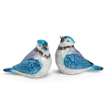 Blue Jay Salt Pepper Shakers Set Birds 4" Long Ceramic Table Kitchen Decor