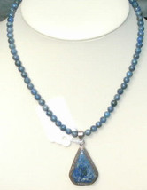 Adjustable Length Necklace, Light Colored Lapis beads, Imported Teardrop... - $85.00